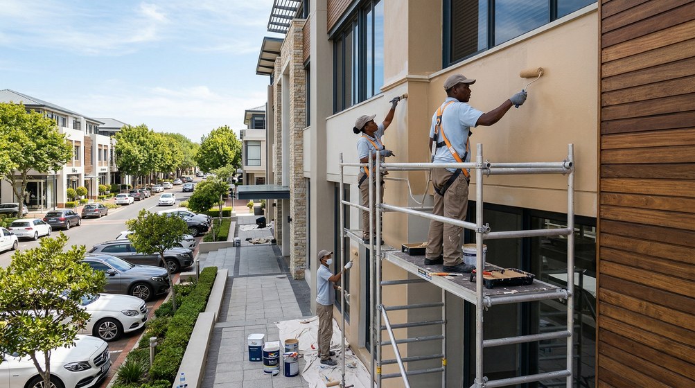 Body corporate repaint underway on a Claremont apartment block