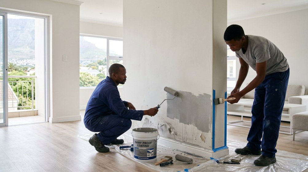 Treating damp and mould on a Newlands wall before repainting